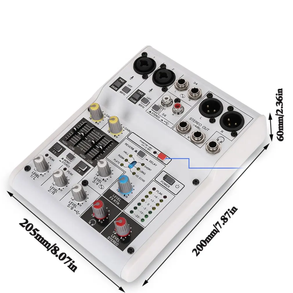 

8-Channel Sound Card Digital Audio Mixer Mixing Console Built-in Support Powered With Power Adapter USB Cables Guitar parts