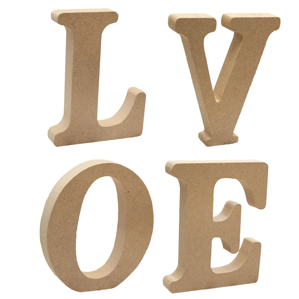 4 Pieces Wood Letters Wooden Alphabets Letter Craft Pieces For DIY Valentine's Day Decor Birthday Party Display Decor LOVE