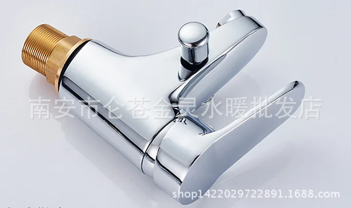 Full copper single hole hot and cold basin faucet, shower faucet wash basin mixer faucet + pressurized square shower head + tube