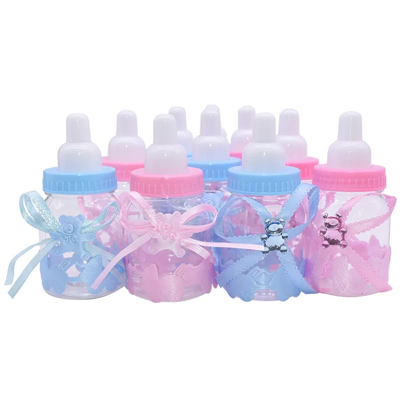 

12pcs/lot Marriage Gifts Candy Box Bottle Accessories Baptism Christening Baby Feeding Bottle Baby Shower Party Favors