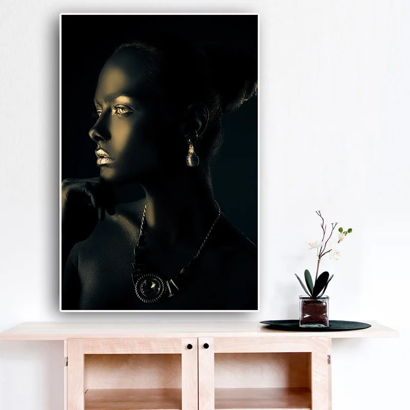 

Canvas Prints Poster Wall Art Picture 1 Pieces Home Decor African Nude Woman Indian Portrait Painting Living Room Modular Framed