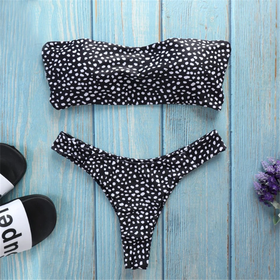 black and white leopard bikini