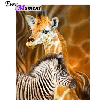 

Ever Moment Diamond Painting Picture Of Rhinestone Mosaic Zebra Giraffe Full Square Drill Diamond Embroidery Decoration 3F1163