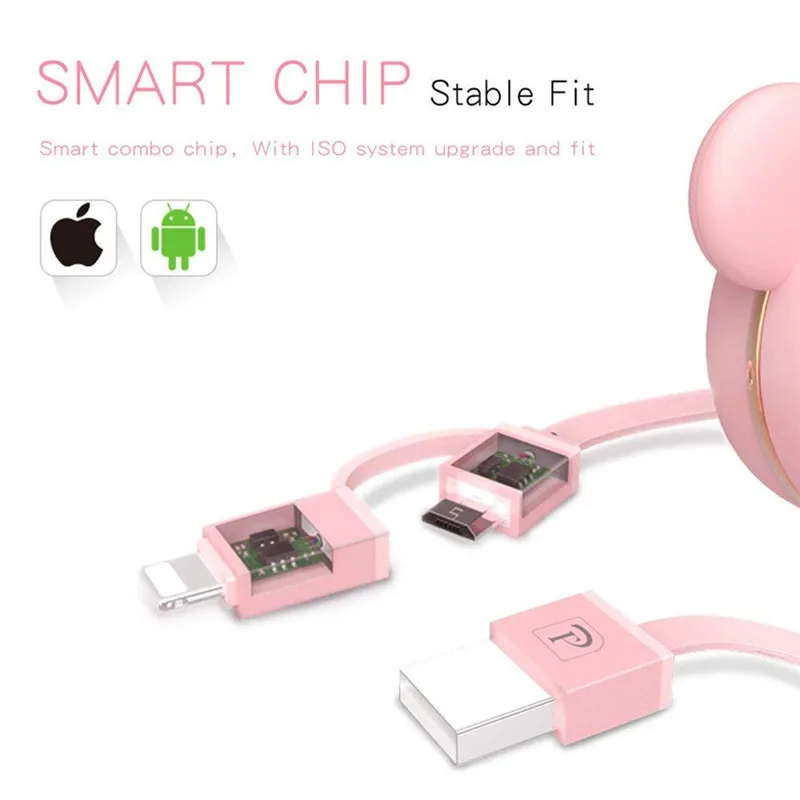 Usb Extension Cable 3.0 Cable charge cable android Cute Bear 2 in 1 Charging Portable Charging Line usb usb IOS Android