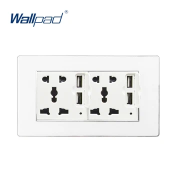 

4 USB Ports With 5 Pin Universal Socket Wallpad Luxury Acrylic Panel 146*86mm Wall Socket with 4 USB Charging Wall Outlet