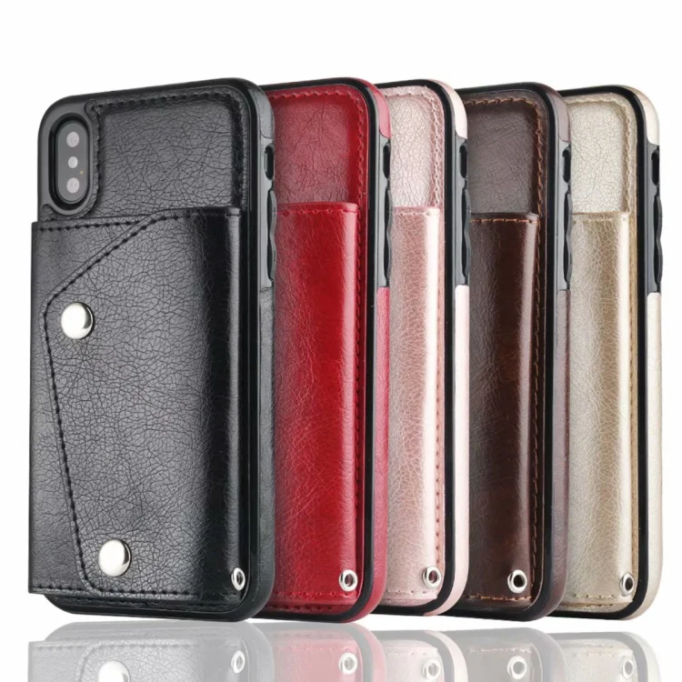 

CKHB vintage PU case for iPhone 6 6s 7 8 Plus X card slot cover for samsung galaxy S8 S9 Plus Note8 Note9 luxury back stand case