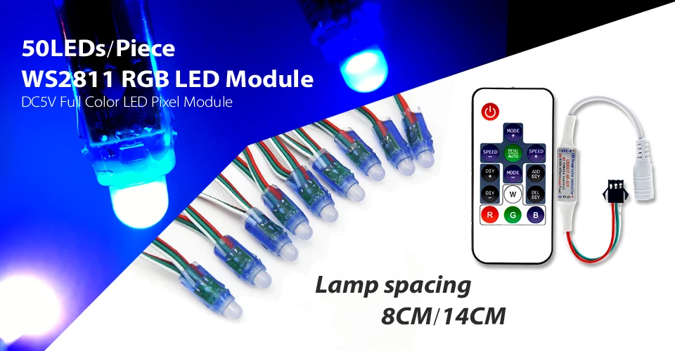 50 шт. Hontiey светодиодный пиксельный светильник 12 мм WS2811 IC полноцветный RGB DC 5 в цифровой Рождественский праздничный светильник ing String Декор