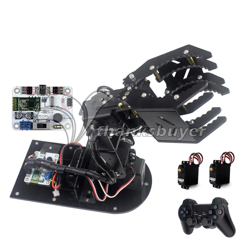 Assembled Robot Mechanical Arm 4DOF Claw with 6 Channel Bluetooth Controller Handle Servos