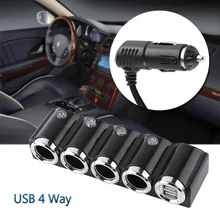 DC 12 V/24 V USB 4 Forma Multi Soquete Do Cigarro Do Carro Auto Isqueiro Splitter Carregador USB Carregador Adaptador de Alimentação com Interruptor para o iphone