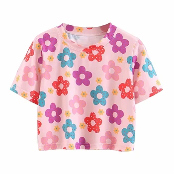 

Klacwaya women cotton blended shirts 2019 summer colorful ladies boho short sleeve blouses bohemian girls chic floral tops femme