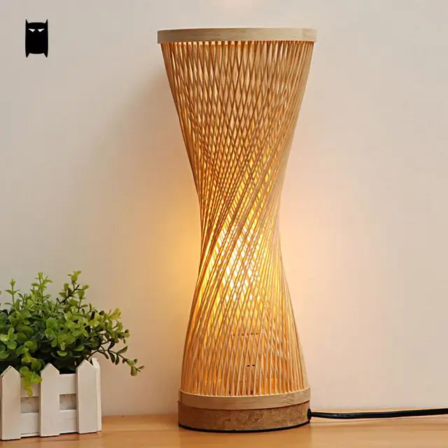 Bamboo Wicker Rattan Spire Vase Table Lamp Fixture Creative Rustic Bamboo Wicker Rattan Spire Vase Table Lamp Fixture Creative Rustic Korean Asian Anese Style Desk Light