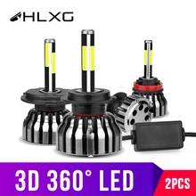 Hlxg 3D 360 degré 4 Côtés 12000LM H11 antibrouillards H8 H4 h7 phare LED HB3 9005 HB4 880 881 H27 LED H1 Haute basse faisceau Auto Lampes