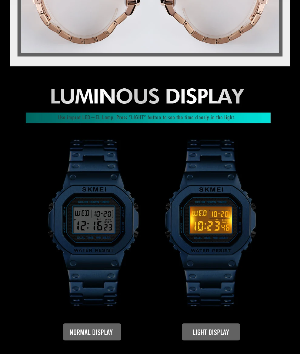 SKMEI 1456 Sport Watch Men Digital Watches 3Bar Waterpoof Alarm Clock