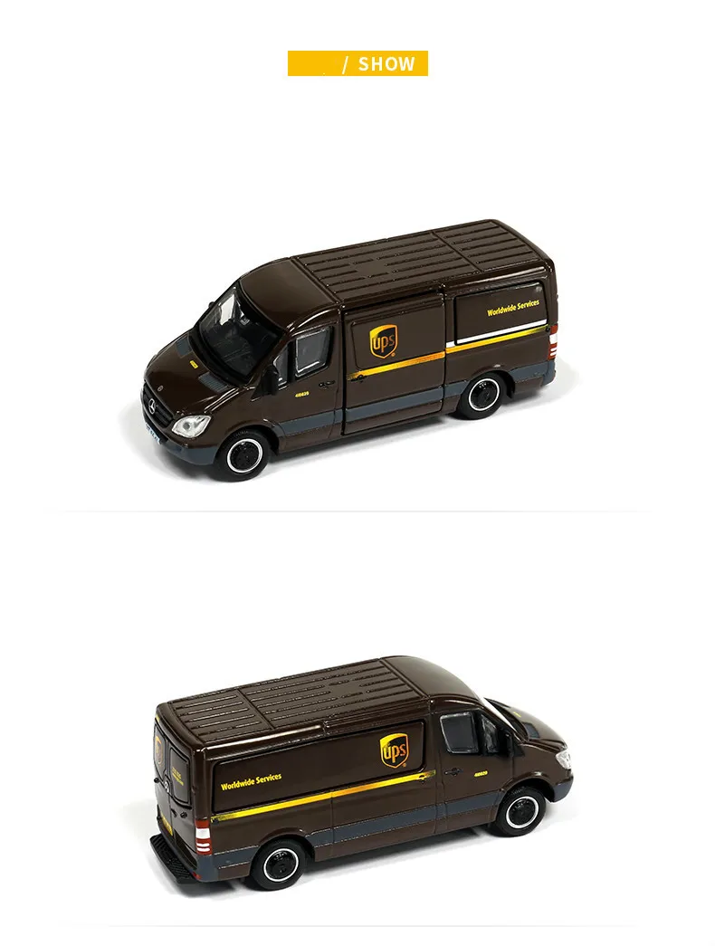 1: 64 литой металл Ups Express Mercedes Benz Sprinter грузовик сцена модель игрушечный автомобиль