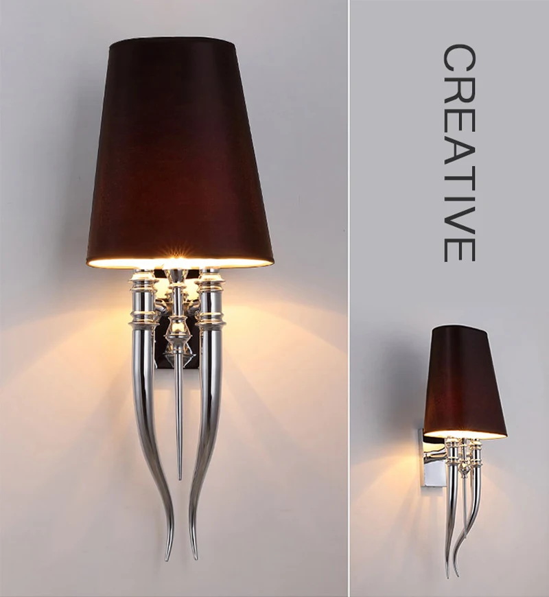 Modern Iron Claw Horn Cloth LED Wall Light Bedroom Bedside Wall Lamp Dining Living Room Wall Sconce Light Fixtures (10)