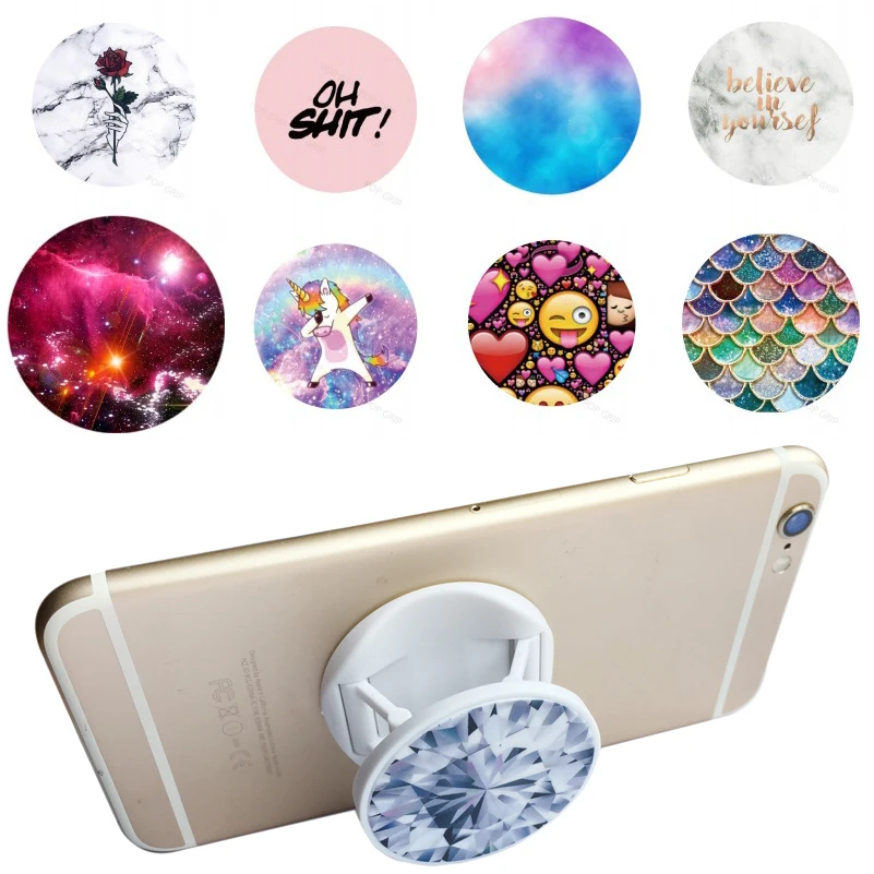 

Adjustbale Fold Phone Stand and Grip Marble Mobile Holder Colourful Lazy Hand Anti-Fall Finger Fit Support Bracket