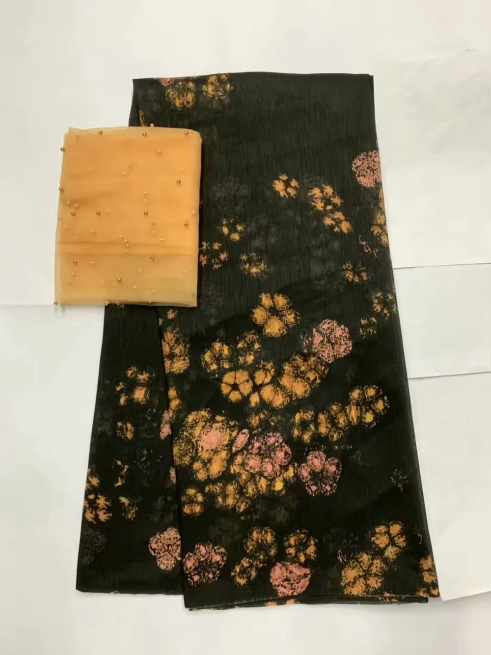 

Latest african laces 2019 silk chiffon fabric satin stretch fabric swiss voile lace in switzerland high quality 7yard/set
