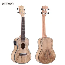 Ammoon Deadwood Гавайские гитары укулеле 24' Ukelele мини акустическая гитара с светодиодный эквалайзером раковина Каури Brims 4 нейлоновые струны высокого качества
