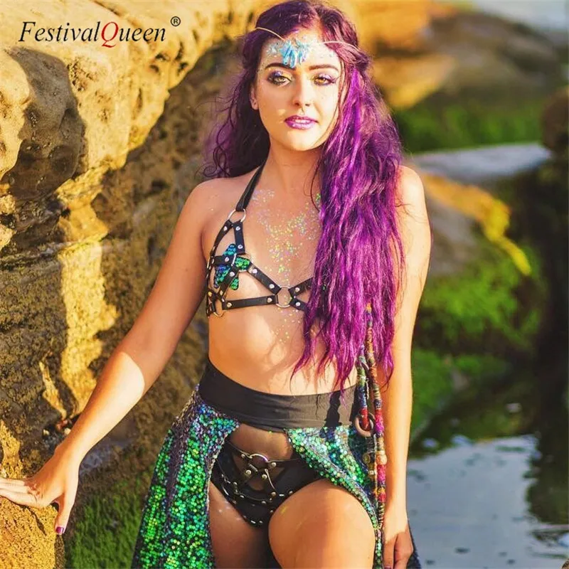 FestivalQueen сексуальный бюстгальтер из искусственной кожи с металлическим кольцом