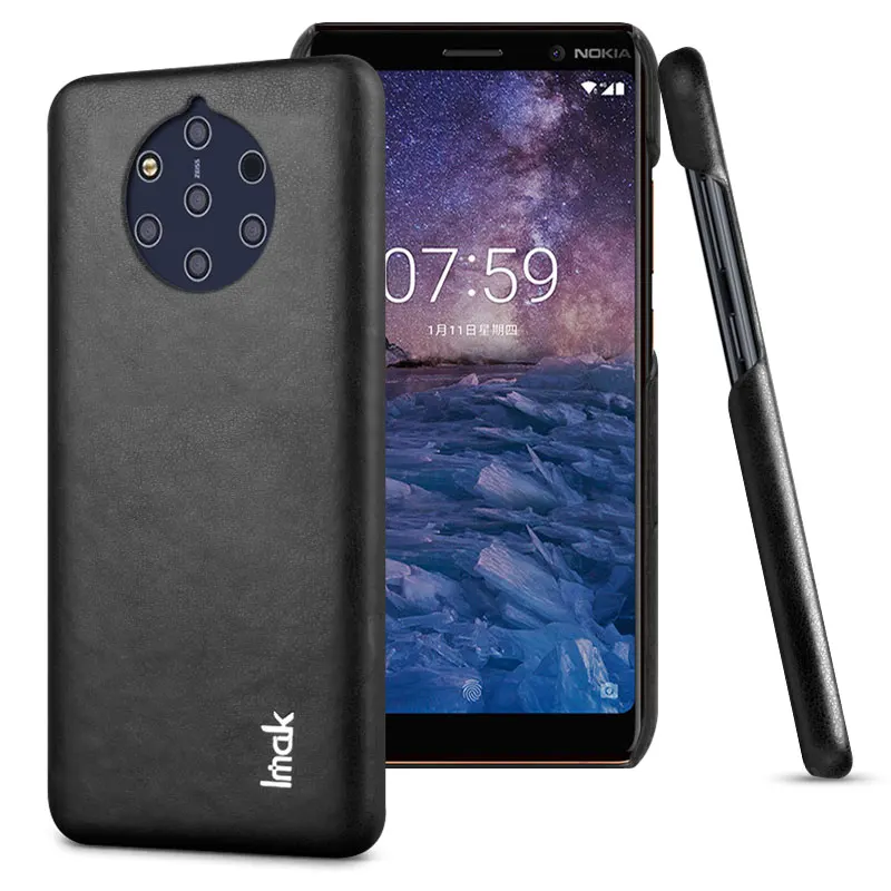 IMAK Ruiyi серия Роскошная кожа из искусственной кожи чехол для Nokia 9 PureView Жесткий PC задняя крышка Высокое качество для NOKIA 9 9th 9Gen. Чехол - Цвет: Black