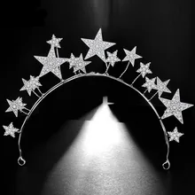 Роскошный элегантный блестящий кристалл звезда диадемы Короны обруч для волос серебро невесты головной убор Стразы Украшения для волос Свадебные аксессуары