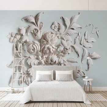 

Custom Wallpaper European Style 3D Embossed Peony Flower Mural Wall Cloth Living Room Bedroom TV Background Wall Paper For Walls