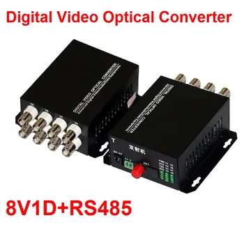 

1 Pair 2 Pieces/lot 8 Channel Video Optical Converter 8V1D Fiber Optic Video Optical Transmitter & Receiver 8CH +RS485 Data