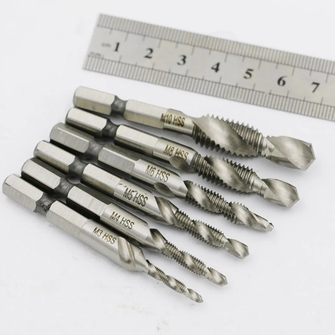 

Hex Shank HSS Screw Spiral Point Thread Metric Plug Drill Bits 6pcs/set Hand Tap Drill M3 M4 M5 M6 M8 M10 Hand Tools