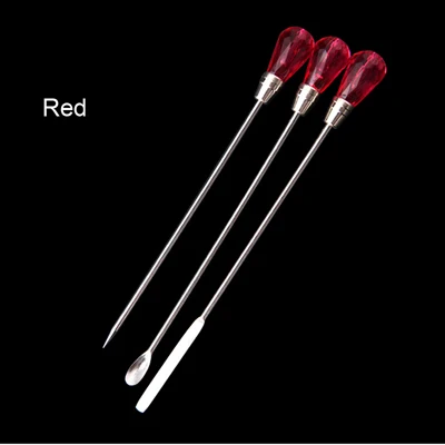 1 Набор Цветной инструмент для перемешивания ногтей из нержавеющей стали, палочка для ногтей, цветная ложка для ушей, Гель-лак, Маникюрный Инструмент для салона - Цвет: red