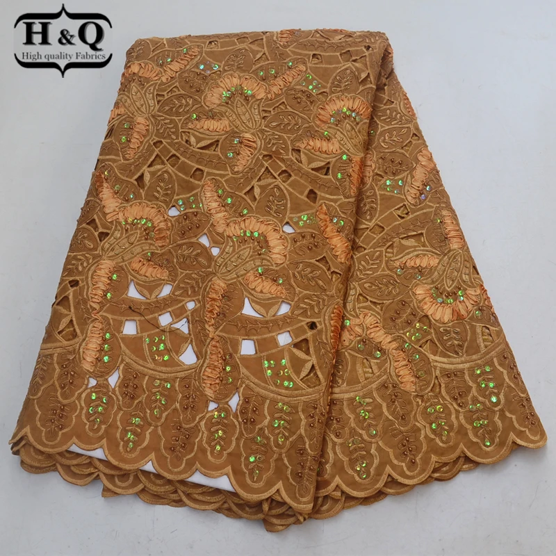 

High quality African lace fabrics with color beads and Sequins 5 yards/pcs Hollow design Organza lace fabric for Dress women