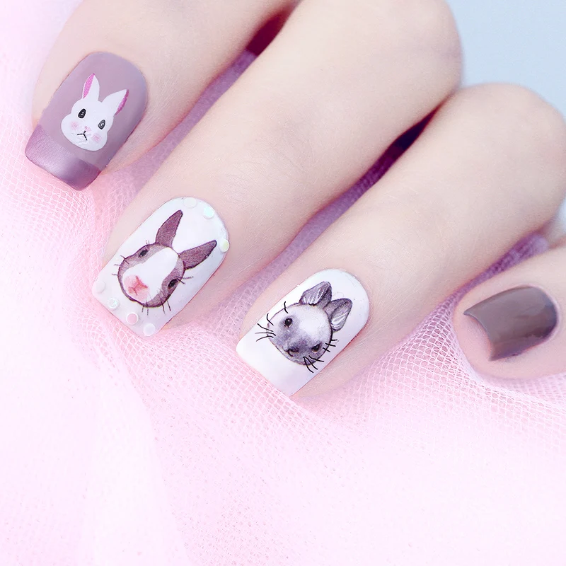 BORN PRETTY Rabbit наклейка для ногтей с водой милый кролик переводная наклейка 12,8*5,5 см DIY маникюр украшения для ногтей