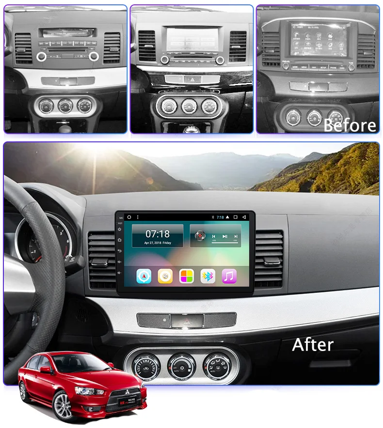 Perfect 10.1" Car GPS for Mitsubishi Lancer 2010-2016 Android 7.1 Wifi Eight Octa Core Auto Stereo Navi Radio Multimedia MP5 Player 1