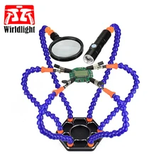 Паяльная станция третий Пана рука с 6 шт. Руки помощи USB перезаряжаемые фонарик с увеличительным стеклом стекло сварочный инструмент