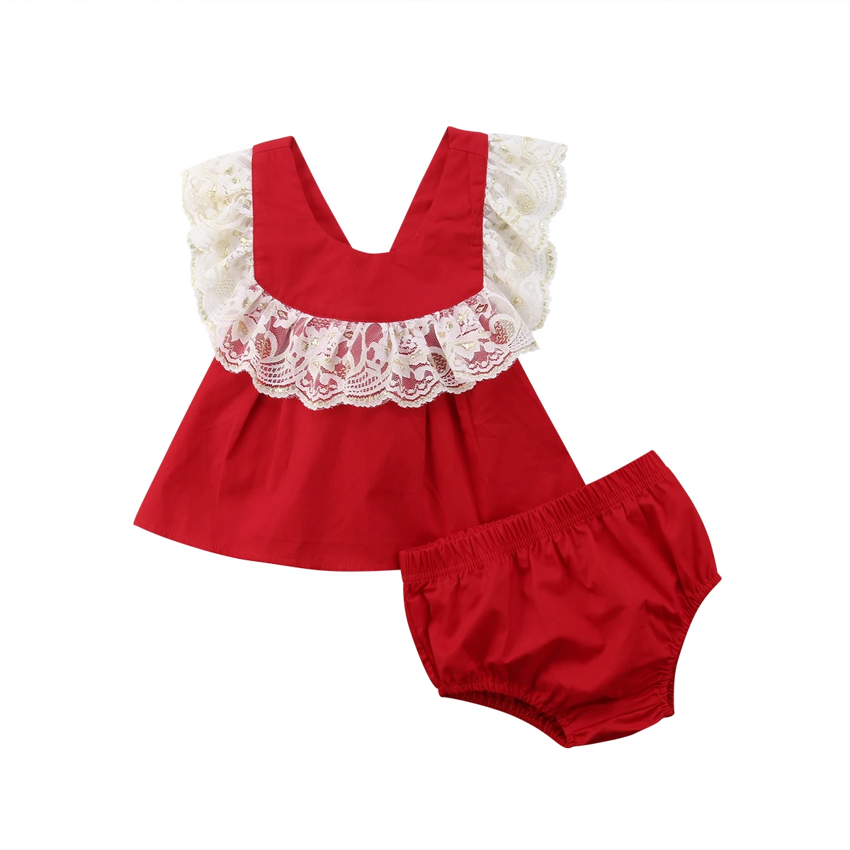 

XMAS Newborn Baby Girl Outfit Lace Princess Dress Top+Shorts Pants 2PCS Clothes Size 0-3T