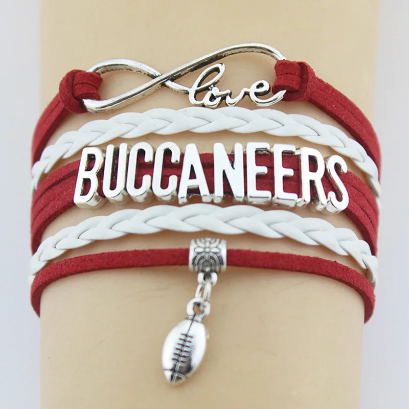 Drop shipping Infinity Love Buccaneers Football Player Charm Bracelet