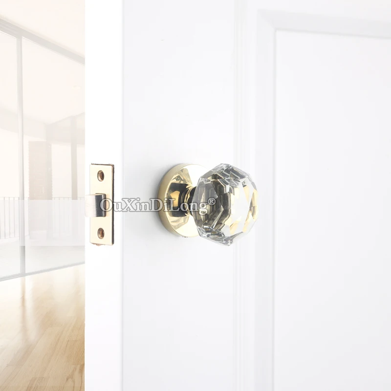  Top Luxury European Crystal Knobs Door Lock Interior Living Room Bedroom Bathroom Silent Door Knobs - 33025495118