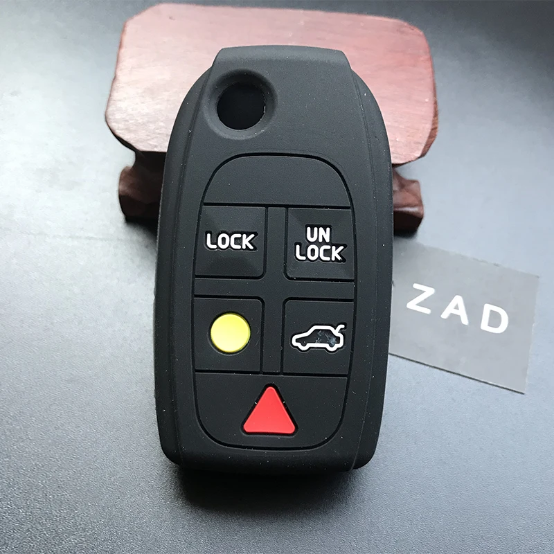 Silicone Rubber Car Key Case Cover Holder Protect Set For Volvo S80 S60 V70 XC70 XC90 D05 Folding Flip 5 Buttons Remote Key