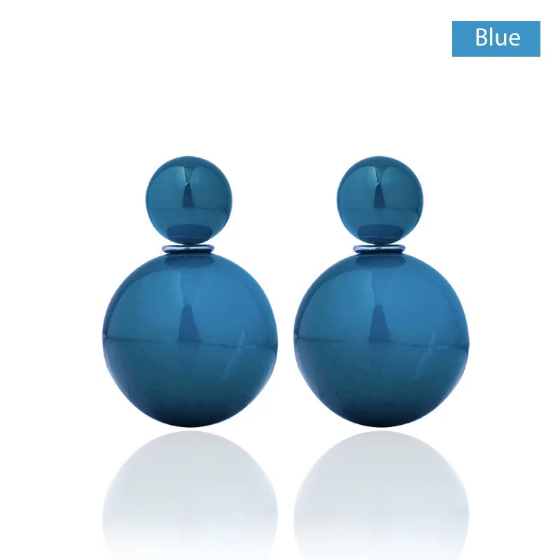 

Summer Style Fashion Catwalks Celebrity Runway Double Pearl Candy-colored Earrings Stud Earrings for women mix colors