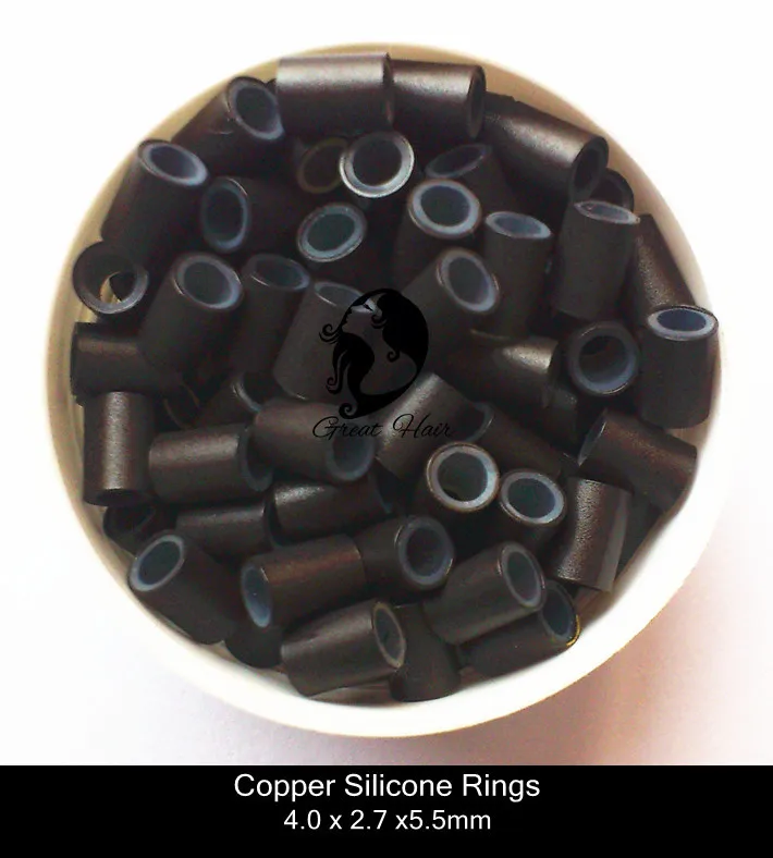 20000 шт./лот Силиконовое медное микро-кольцо 3,4 мм и 4,0 мм для наращивания волос