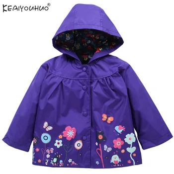 

2019 Autumn Baby Girl Jacket Hooded Outerwear Printing Waterproof Raincoat Children Clothing Long Sleeve Jackets For Girls Coat