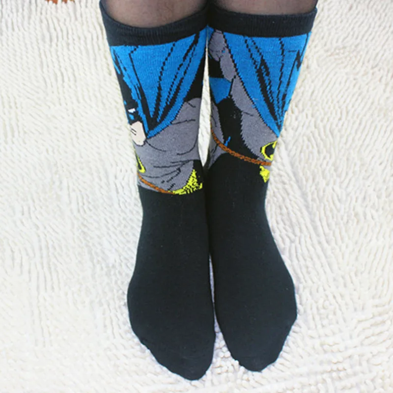 

Novelty Print Cartoon Green Light Chivalrous Bat Chivalry Pattern Colorful Happy Men hip hop Casual Cotton Socks Autumn Winter