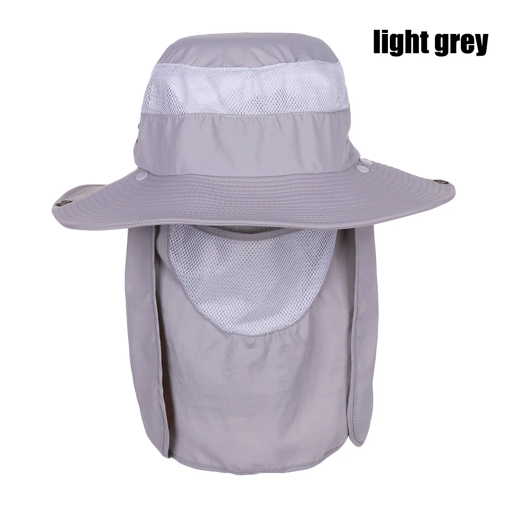 Light Grey Весенне-летние мужские шляпы для джунглей съёмная Рыбацкая шляпа на открытом воздухе защита от ветра Солнцезащитная маска для лица шапки альпинистская шляпа - Цвет: Light Grey