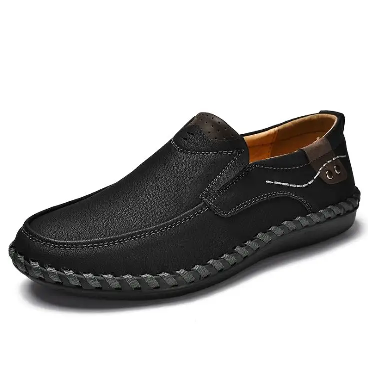 UPUPER/Модная брендовая мужская обувь; повседневная обувь из натуральной кожи; Мужская обувь для вождения; роскошная мужская обувь на плоской подошве; мужские слипоны; мужские лоферы - Цвет: black 2