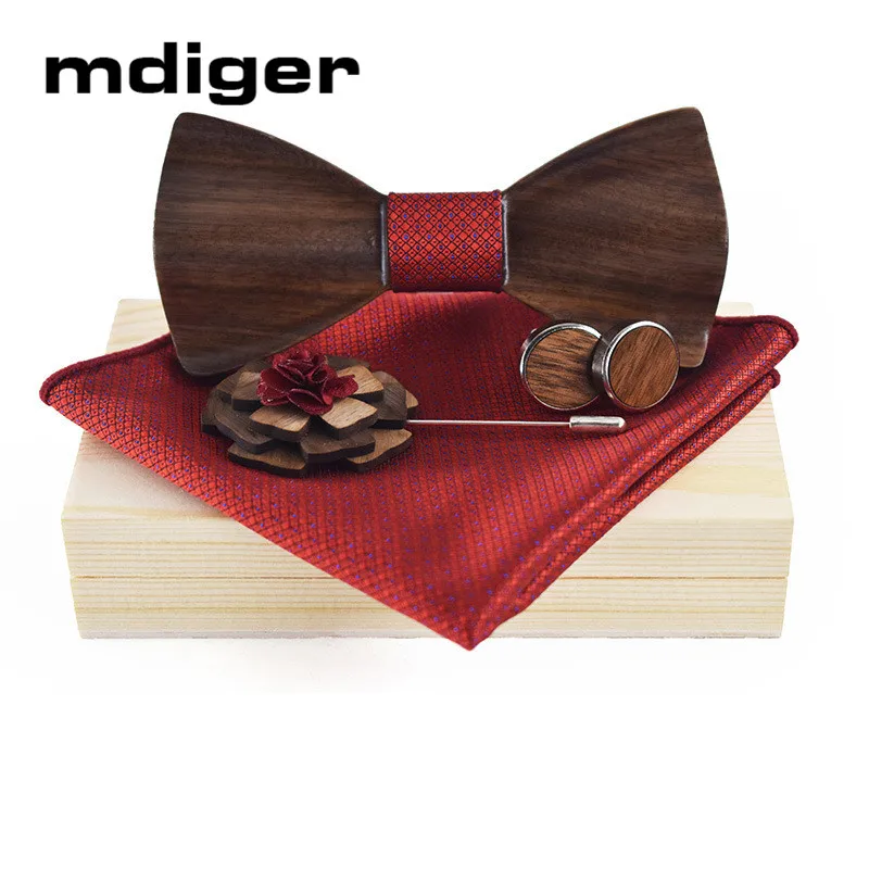 

Mdiger Wooden Bow Ties Cufflinks Handkerchiefs Tie Clip Best Gift Set For Men Tie Shirt Wedding Jewelry