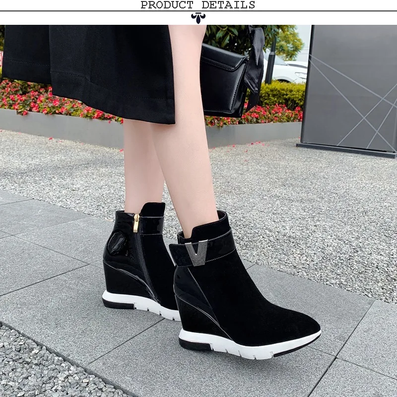 ZVQ woman shoes winter warm new fashion pointed toe zip ankle boots outside super high heels platform ladies shoes drop shipping