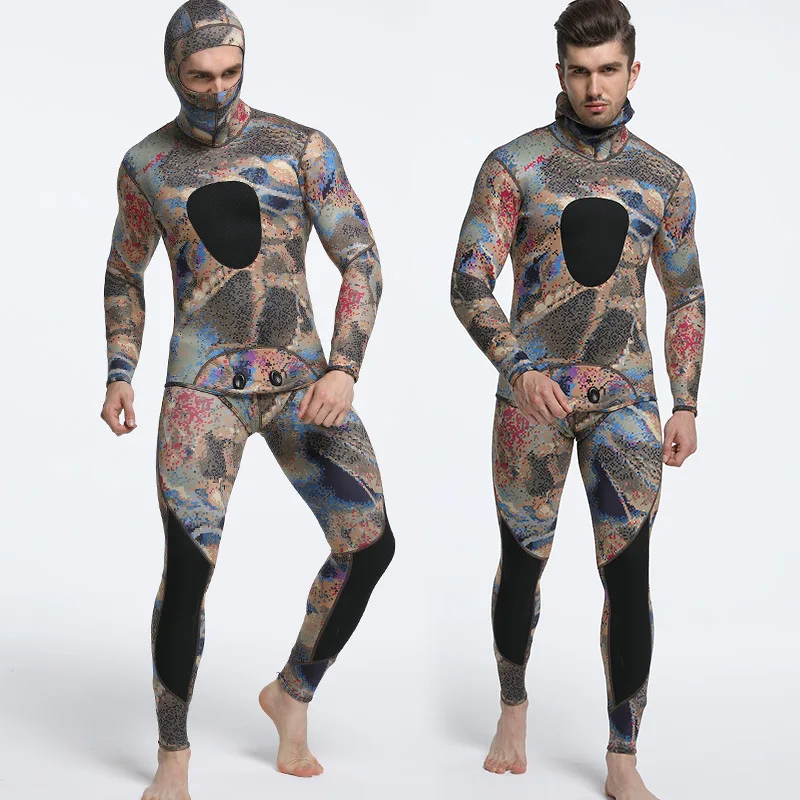 

3mm Diving Suit Long Sleeve Mergulho Full Body Warmth Sunblock Surf Wetsuit with Headgear Men's Sportswear Size S-XXL