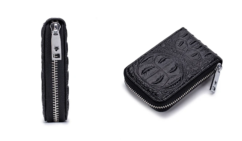 Lomelobo Split Leather Card Wallet Women & Men Alligator Coin Purse Credit ID Card Holder Female Male Lady Bank Cards Wallet Hot 2019 HCL7143 Details (17)