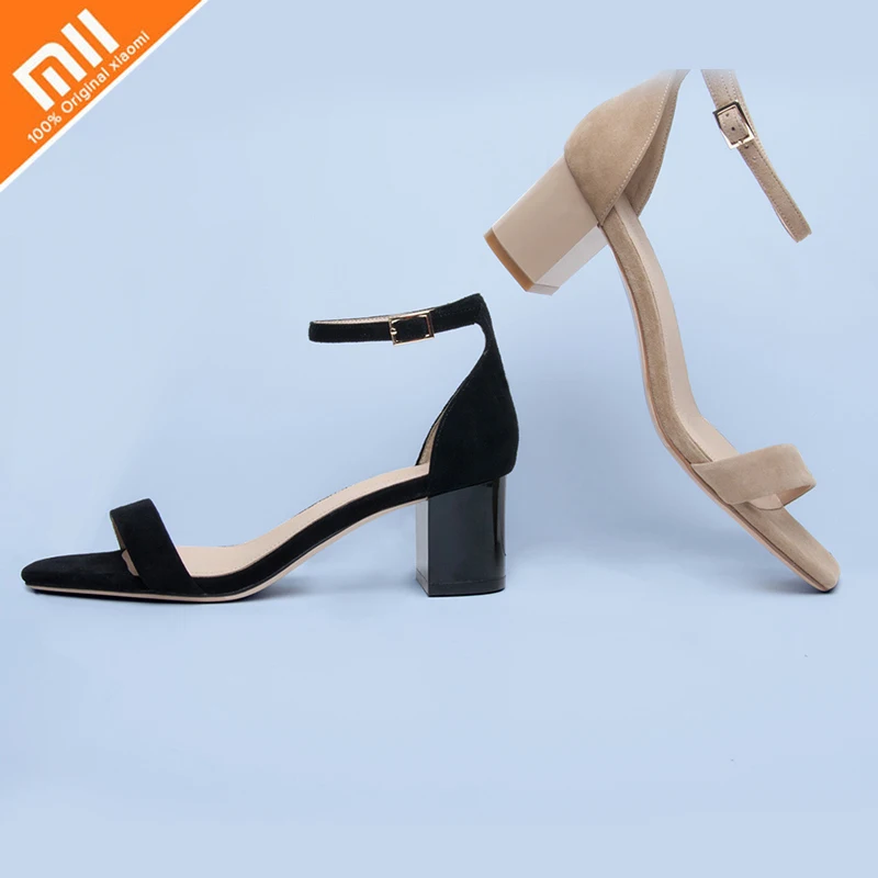 

Original xiaomi mijia I AM TREE sheepskin with thick heel sandals 0.5mm thick with fashion women's versatile high heels summer