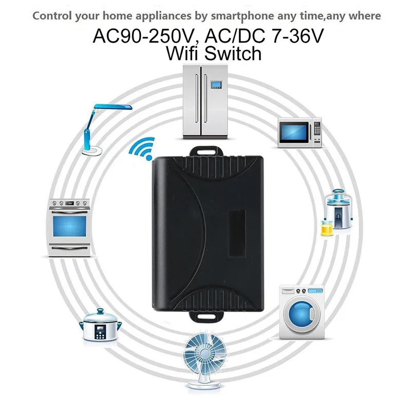 2 банды Wifi переключатель 7-36V 90 V-250 V 433 MHz 10A реле DIY умный дом модули беспроводной приемник работает с Alexa