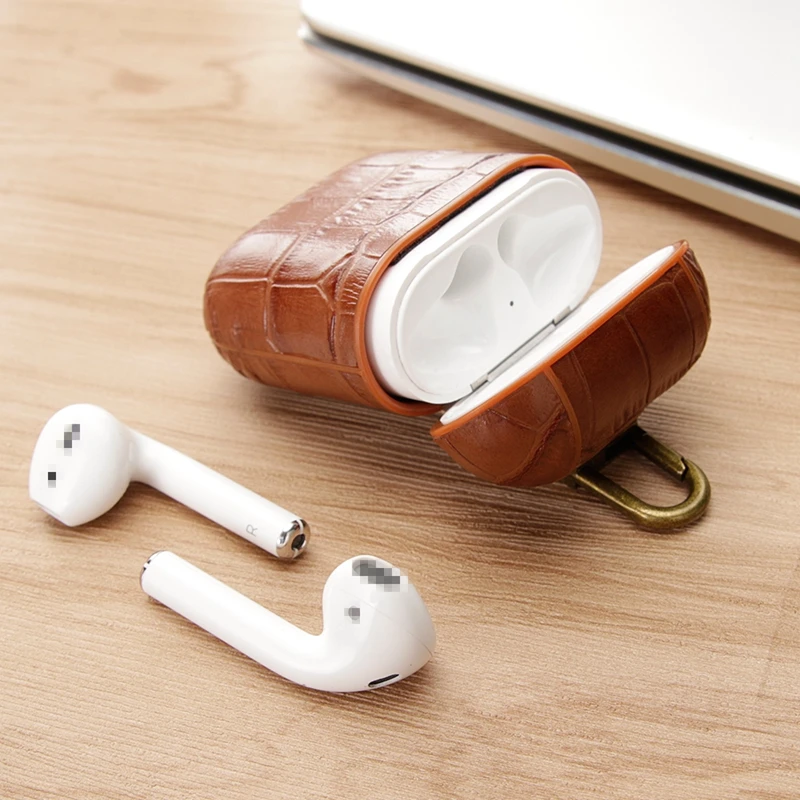 Крокодиловый узор натуральная кожа сумка для наушников для Airpods защитный чехол Аксессуары для кожи для Apple Airpods зарядная коробка